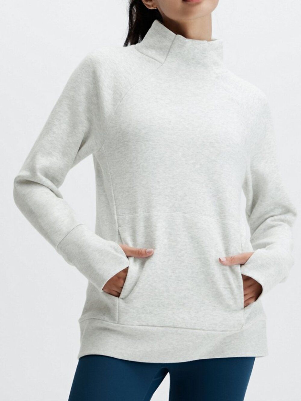 Fabletics Zaylee Funnel Neck Tunic – Light Grey / Size M / NWT